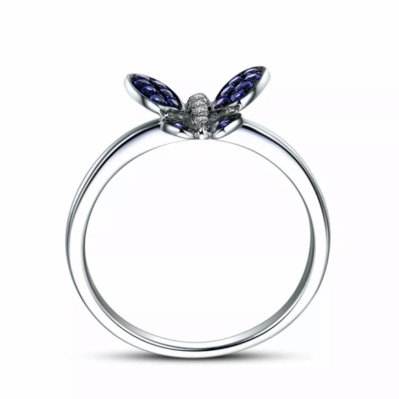 Fashion Butterfly Ring 925Silver Blue Sapphirering - Picture 4 of 4